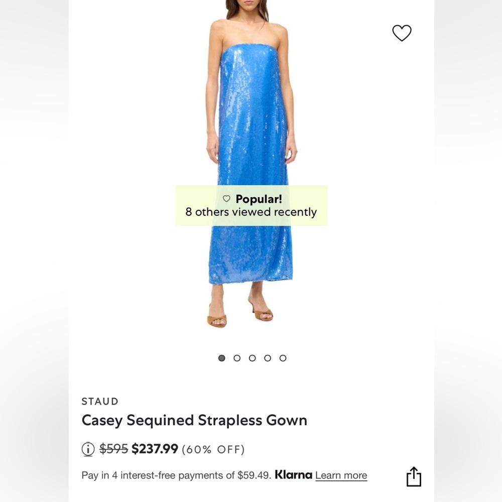 STAUD Vibrant Blue Strapless Sequin Dress
